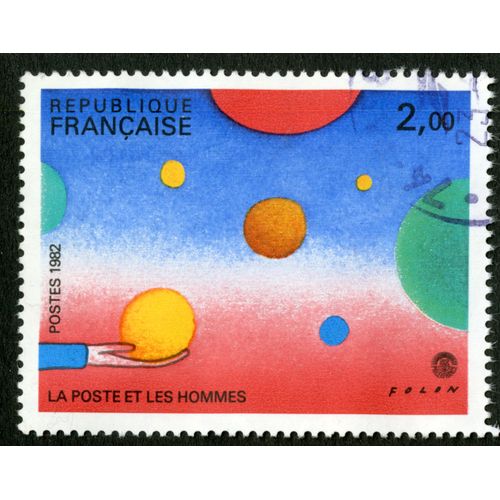 Timbre Oblitéré La Poste Et Les Hommes,Folon,République Française,Postes 1982,2,00