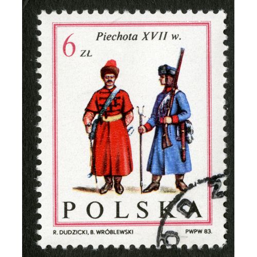 Timbre Oblitéré Polska,Piechota Xvii Wiek,Dudzicki,Wroblewski,1983,6 Zl