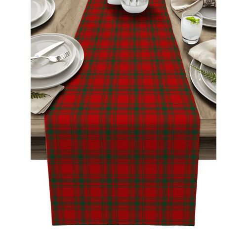 Chemins De Table En Lin Avec Lignes Rouges Abstraites De Bergame,Décor De Mariage,Cuisine À Domicile,Fête,Décor Campagnard,Salle À Manger,Chemin De Table Antisalissure