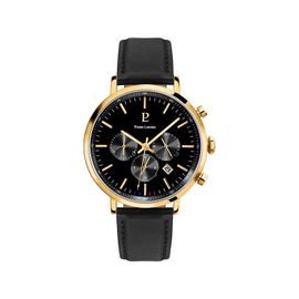Pierre Lannier Baron Montre Homme Chronographe Acier Doré Cuir Noir 222g033