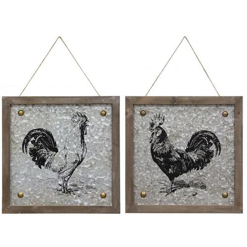 Cadre coq et métal et bois (Lot de 2)