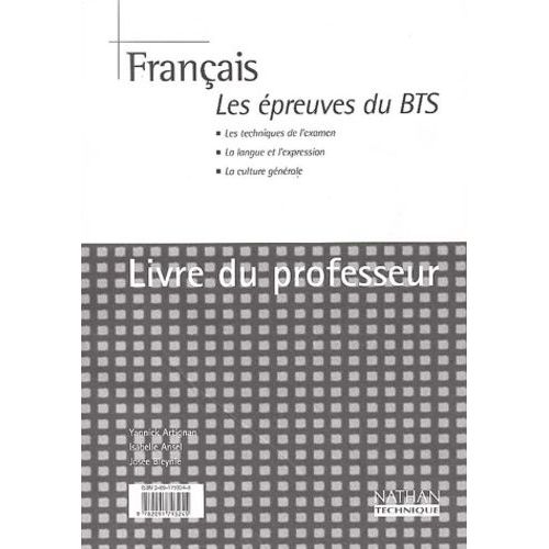 Français - Les Épreuves Du Bts - Livre Du Professeur