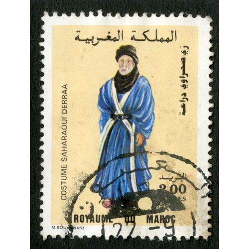 Timbre Oblitéré Royaume Du Maroc,Costume Saharaoui Derraa,Postes 2,00,