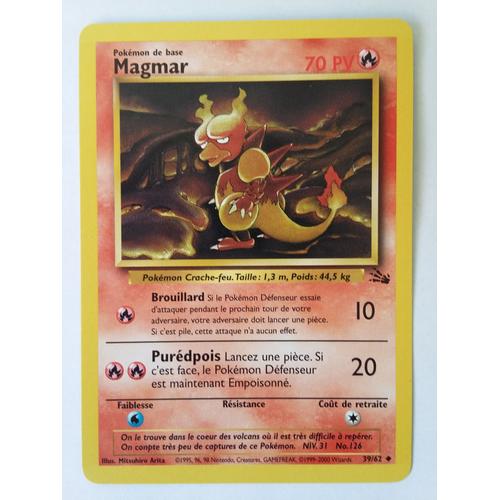 Carte Pokémon:Magmar Série Fossile N°39/62 Version Française