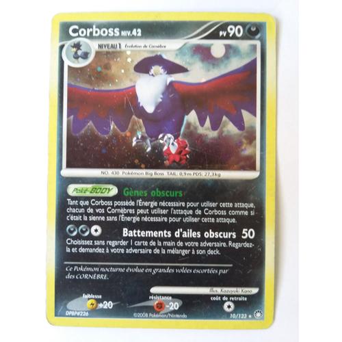 Carte Pokémon:Corboss N°10/123 Rare Holo,Série Trésors Mystérieux Version Française.