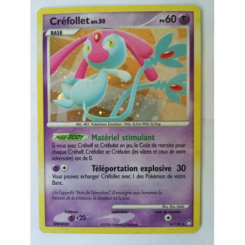 Carte Pokémon:Créfollet N°14/123 Rare Holo,Série Trésors Mystérieux Version Française.