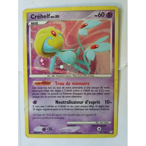 Carte Pokémon:Créhelf N°18/123 Rare Holo,Série Trésors Mystérieux Version Française.