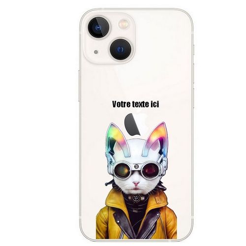 Coque Iphone 14 Plus Cyber Chat Futur Jaune Personnalise