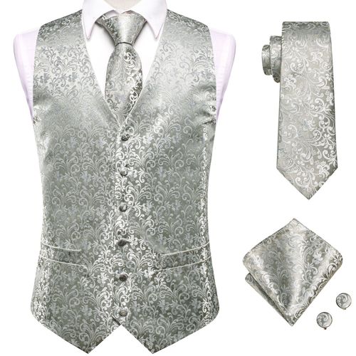 Hi-Aught-Ensemble De Gilets De Luxe Pour Hommes,Boutons De Manchette Hanky,Blanc,Noir,Gris,Argent,Marron,Veste En Fibre,Glacis Imbibés,Cadeau Hanky