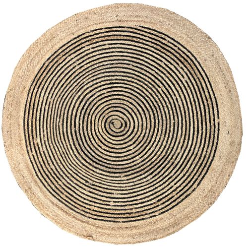 Tapis Rond En Jute Et Coton Noir Diamètre 120 Cm