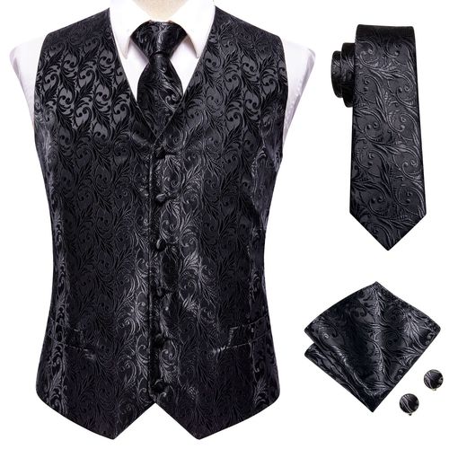Hi-Aught-Ensemble De Gilets De Luxe Pour Hommes,Boutons De Manchette Hanky,Blanc,Noir,Gris,Argent,Marron,Veste En Fibre,Glacis Imbibés,Cadeau Hanky
