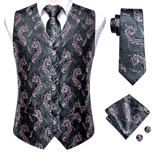 Hi-Aught-Ensemble De Gilets De Luxe Pour Hommes,Boutons De Manchette Hanky,Blanc,Noir,Gris,Argent,Marron,Veste En Fibre,Glacis Imbibés,Cadeau Hanky