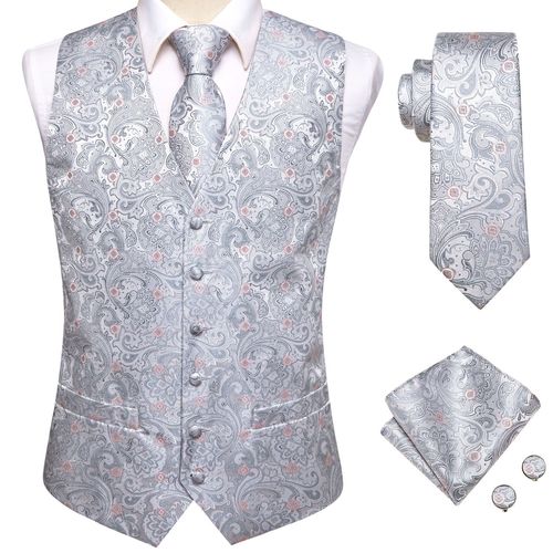 Hi-Aught-Ensemble De Gilets De Luxe Pour Hommes,Boutons De Manchette Hanky,Blanc,Noir,Gris,Argent,Marron,Veste En Fibre,Glacis Imbibés,Cadeau Hanky