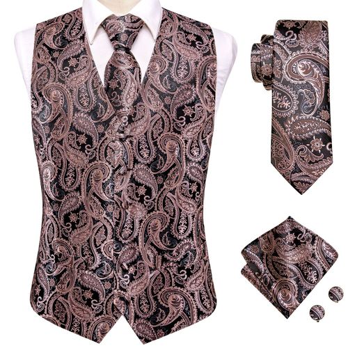 Hi-Aught-Ensemble De Gilets De Luxe Pour Hommes,Boutons De Manchette Hanky,Blanc,Noir,Gris,Argent,Marron,Veste En Fibre,Glacis Imbibés,Cadeau Hanky