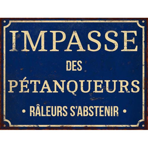 Plaque décorative en métal humour 33 x 25 cm Impasse des pétanqueurs