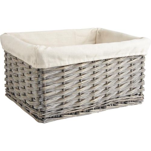Corbeille de rangement en osier gris et coton Taille 2