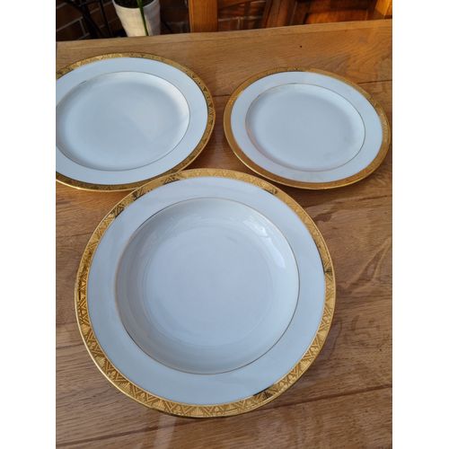 Service De Table Porcelaine Blanc Et Or