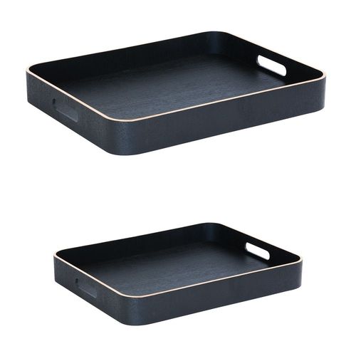 Set De 2 Plateaux Rectangles 50 Cm Et 45 Cm Brun En Bois