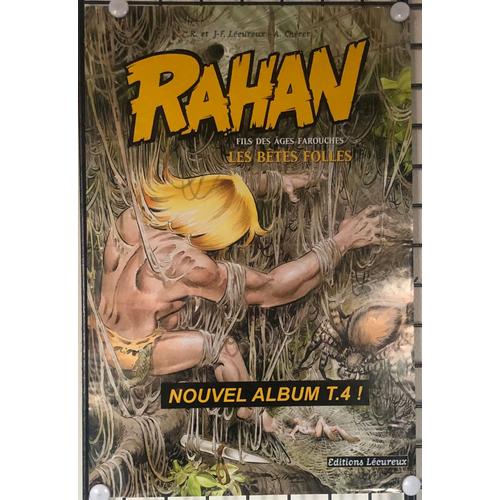 Affiche Rahan Les Bêtes Folles, Nouvel Album T.4, Lécureux, Chéret, Bd, Bande Dessinée