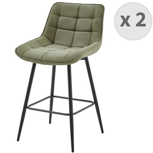 Grant - Fauteuil De Bar En Tissu Sauge Et Métal Noir (X2)