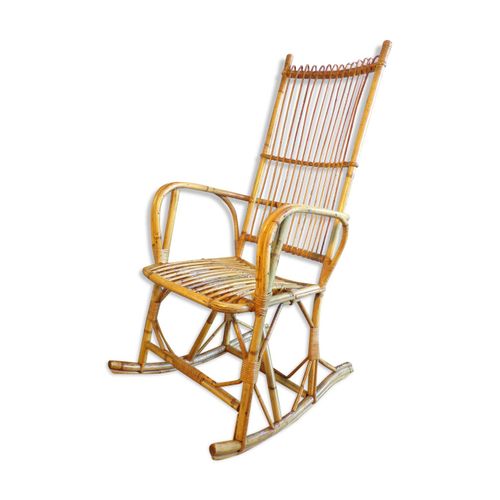 Rocking Chair En Rotin Marron