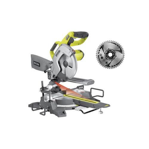 Pack RYOBI Scie à coupe d'onglets radiale électrique EMS216L - 1500W - 216mm - lame carbure - SB216K16T48A1