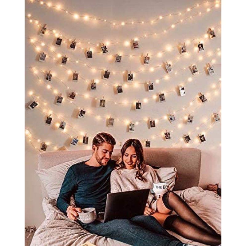 Guirlande lumineuse avec 50 clips pour photos - 100 LECLSTAR pour accrocher  des photos, alimentation USB - Décoration parfaite pour chambre et mariage
