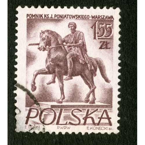 Timbre Oblitéré Polska,Pomnik Ks.J.Poniatowskiego,Warszawa,John,Konecki,1,55 Zl
