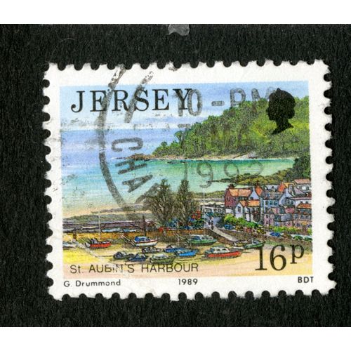 Timbre Oblitéré Jersey,St.Aubin's Harbour,1989,Drummond,16p