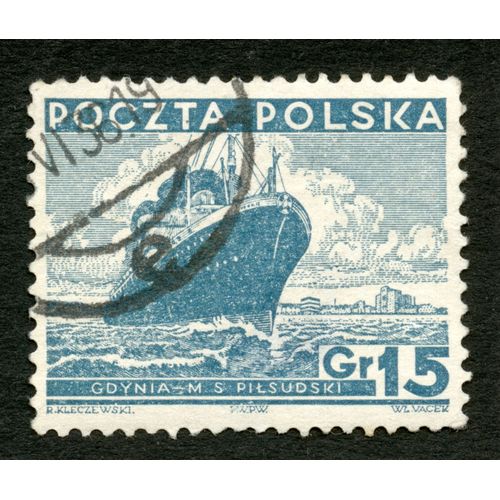 Timbre Oblitéré Poczta Polska,Gdynia M.S.Pilsudski,Kleczewski,Vacek,Gr 15