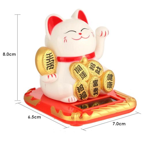 Maneki Neko à énergie solaire, bras ondulé, chat porte-bonheur pour la maison, le bureau et la voiture