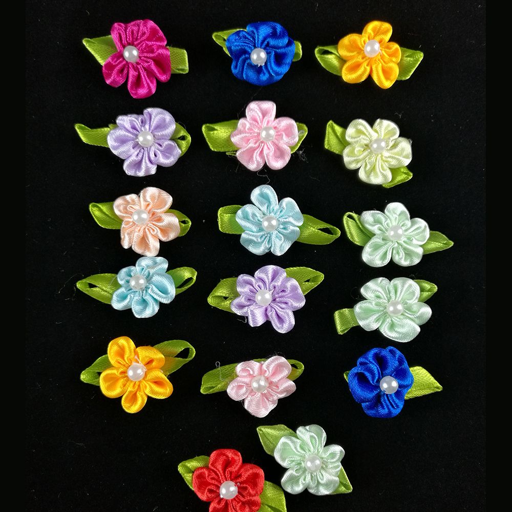 Ruban En Satin Avec Perles Roses, 50 Pices, Bricolage De Fl...