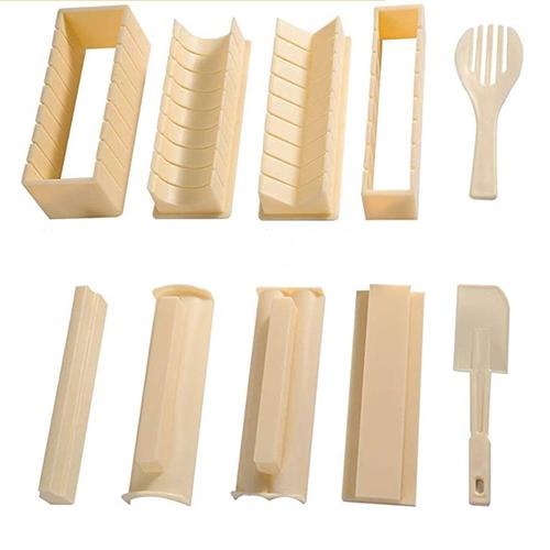 Kit De Fabrication De Sushi En Plastique, 10 Pièces, Bricolage À Domicile, Outil De Fabrication De Sushi Complet Avec Moule En Rouleau De Riz, Fourchette Spatule, Blanc