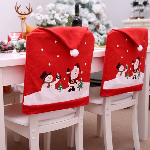 Chapeau De Père Noël Rouge, Housse De Chaise, Housse Arrière, Joyeux Noël, Cadeau De Noël Pour La Maison