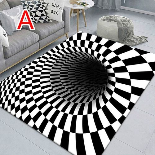 Tapis Rectangulaire Nordique Simple, Effet D'illusion Visuelle, Pour Chambre À Coucher, Bureau, Maison, Impression 3d Vortex, Tapis Antidérapant Pour Salon