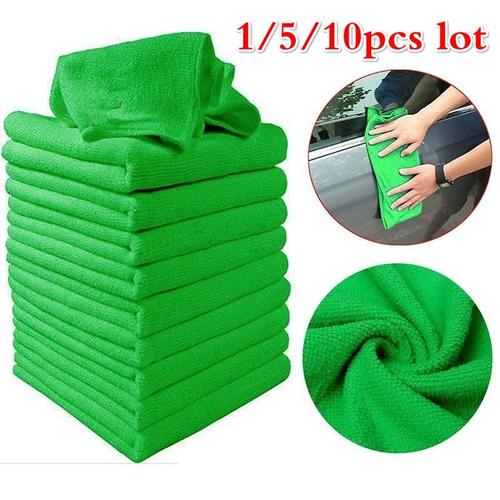 Chiffon doux de nettoyage en microfibre verte, serviette de lavage, nettoyage de la poussière, détail de la voiture, 1/5/10 pièces