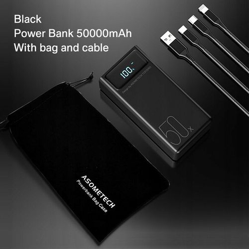 Chargeur Portable Batterie,Powerbank Noir 50000mah Piop856