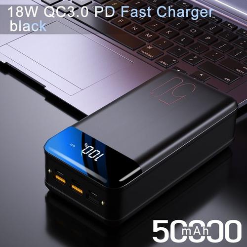 Chargeur Portable Batterie,Powerbank Noir 50000mah Piop826