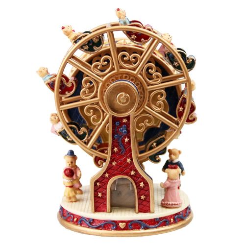 Boîte À Musique En Résine Carrousel Grande Roue Rotative, Horloge, Décoration De Maison, Cadeau À Manivelle Pour Enfants Petite Amie # Wo