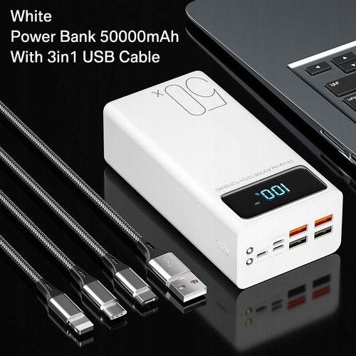 Chargeur Portable Batterie,Powerbank Blanc 50000mah Piop845