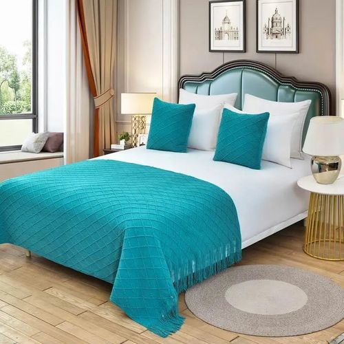 Bedchat-Chemin De Lit Moderne À Pampilles,Écharpes,Plaids Pour Pied De Lit,Queen King Size,Décoration De La Maison,Document Solide,1 Pièce