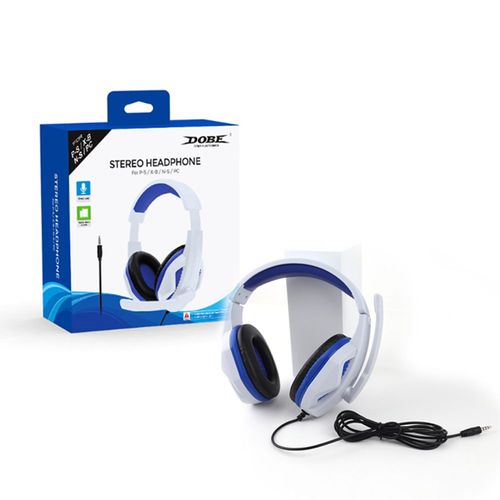 Casque De Jeu Double Face Monté Sur La Tête Ps5/Ns/Xbox/Pc Avec Logo Ps5 Jeu Filaire Grand Casque Ty-0815