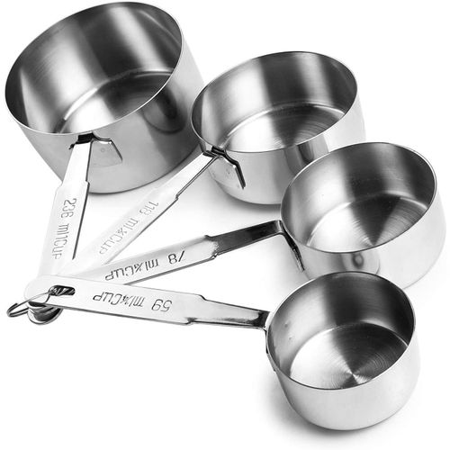 Ibili Lot De 4 Casseroles À Mesurer En Acier Inoxydable 5, 6, 7 Et 8,5 Cm