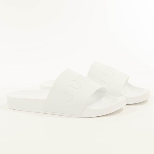 Claquette Guess Logo Relief Blanc