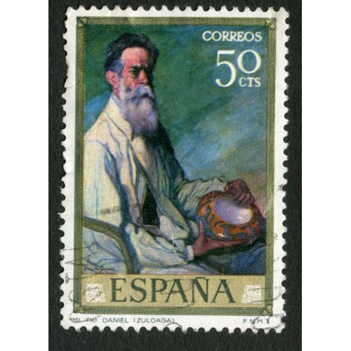 Timbre Oblitéré Espana,Mi Tio Daniel,Zuloaga,Correos,50 Cts