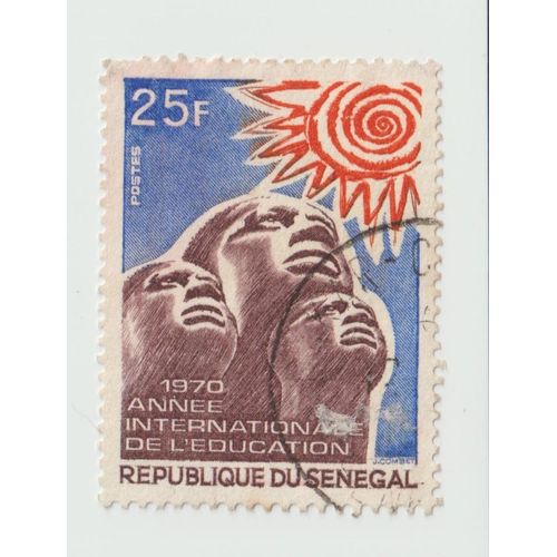 Timbre Oblitéré République Du Sénégal,1970 Année Internationale De L'éducation,Postes,25f