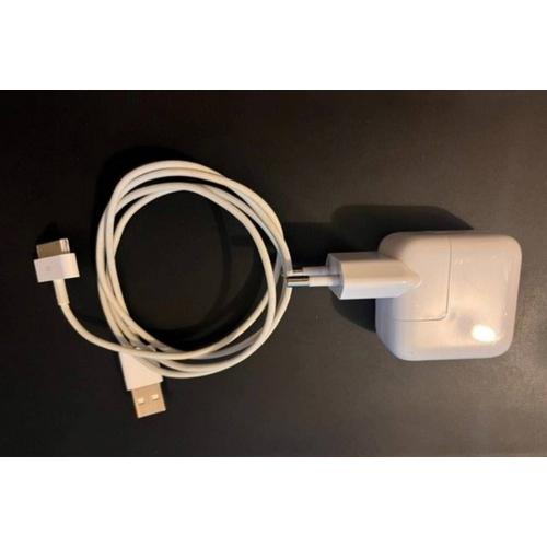 Chargeur Apple Pour Ipad / Iphone / Ipod Ancien Modele, Câble Avec Fiche 30 Broches Vers Usb + Bloc Chargeur, Pièce D'origine Officiel