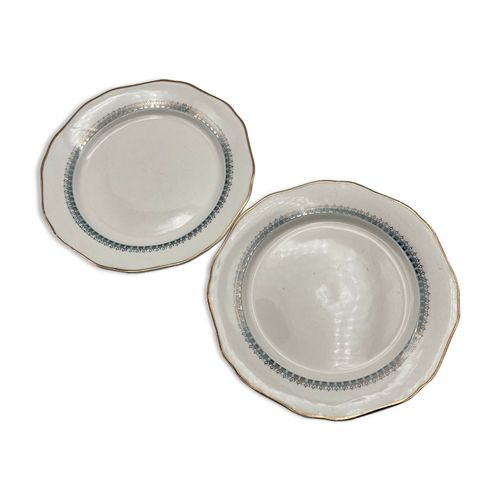 Lot De Deux Assiettes Longwy Multicolore