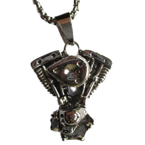 Pendentif Moteur V2 3x2.5 Cm Acier Chirurgical Biker Motard