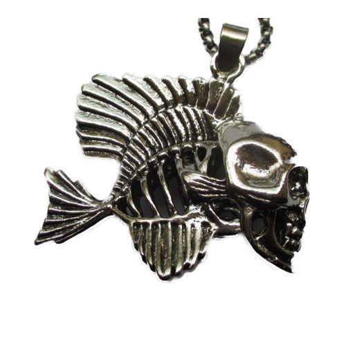 Pendentif Poisson Tete De Mort Crane 4 X3.5 Cm Acier Chirurgical